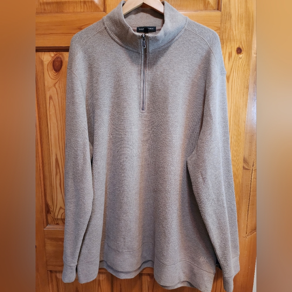 Men's Banana Republic Quarter Zip-Neck Ribbed Sweatshirt, XXL